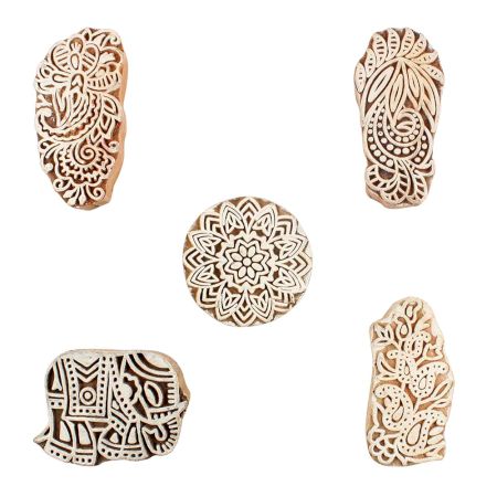 Set of 5 Piece New Mix Wooden Printing Blocks